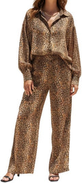 YUSHE Animal Print Co-ord Set | Lightweight Shirt and Pants Set for Women | Summer Two Piece Sets | Casual Vacation Outfits